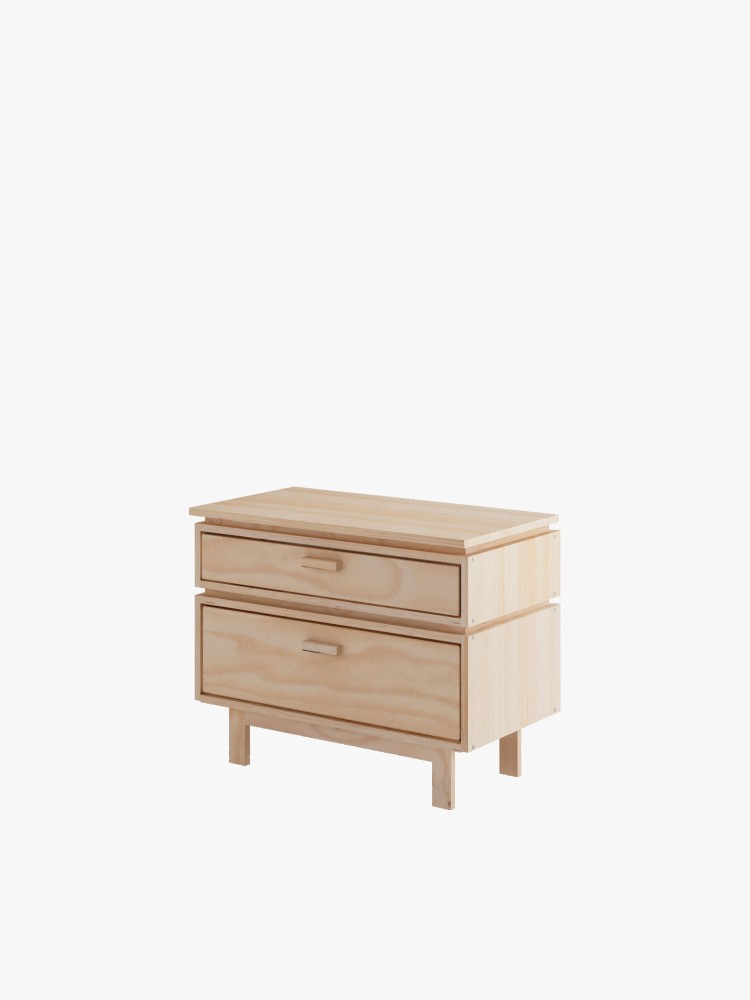 AIKA mesa de cabeceira com 2 gavetas 78x62