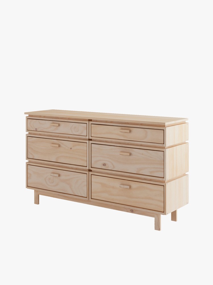 AIKA cómoda dupla com 6 gavetas 157x90