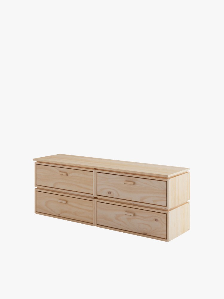 LIBE cómoda dupla com 4 gavetas 157x56