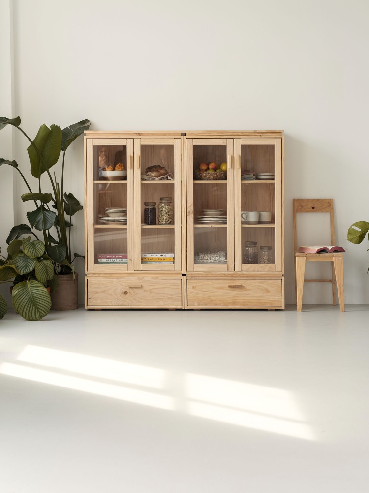 LIBE vitrina dupla com 2 gavetas 157x143 2