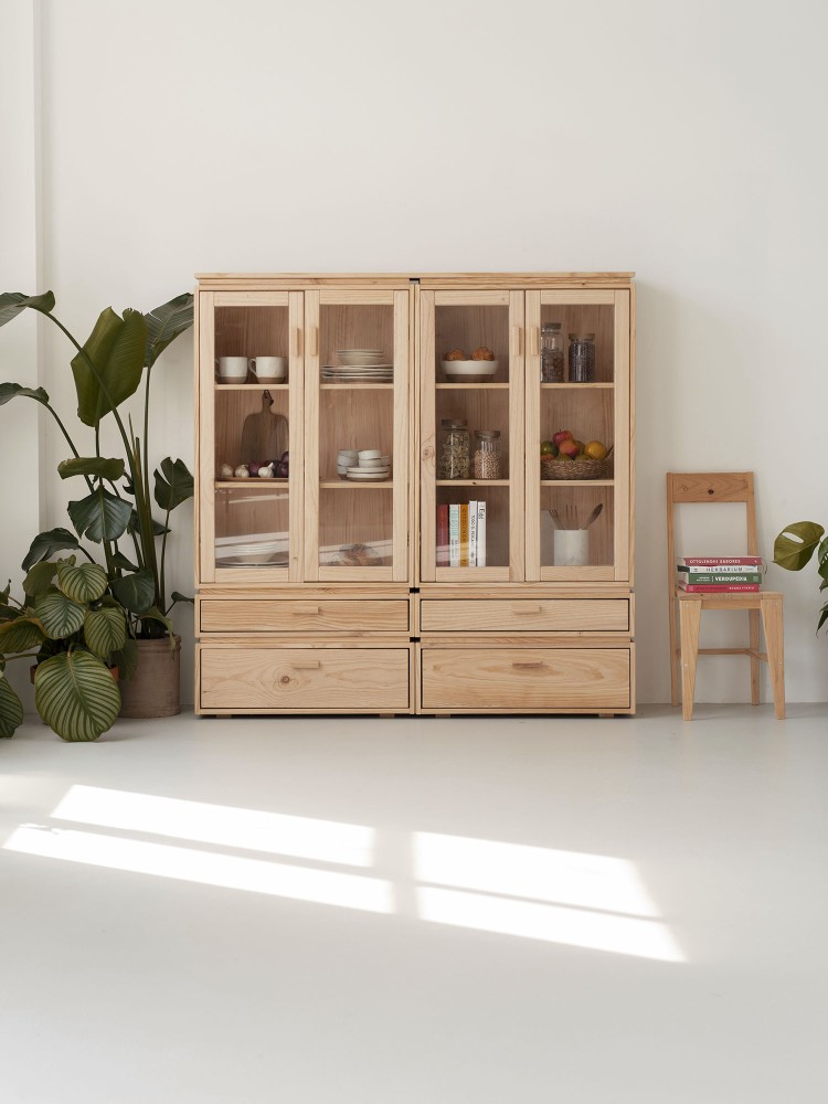 LIBE vitrina dupla com 4 gavetas 157x161 2