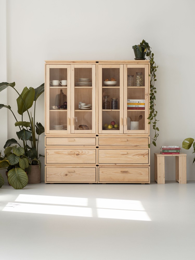 LIBE vitrina dupla com 6 gavetas 157x188 2