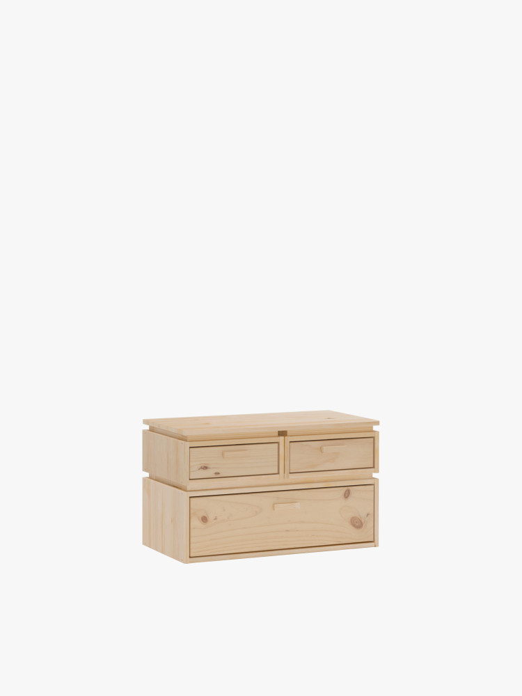 LIBE mesa de cabeceira com 3 gavetas 78x49