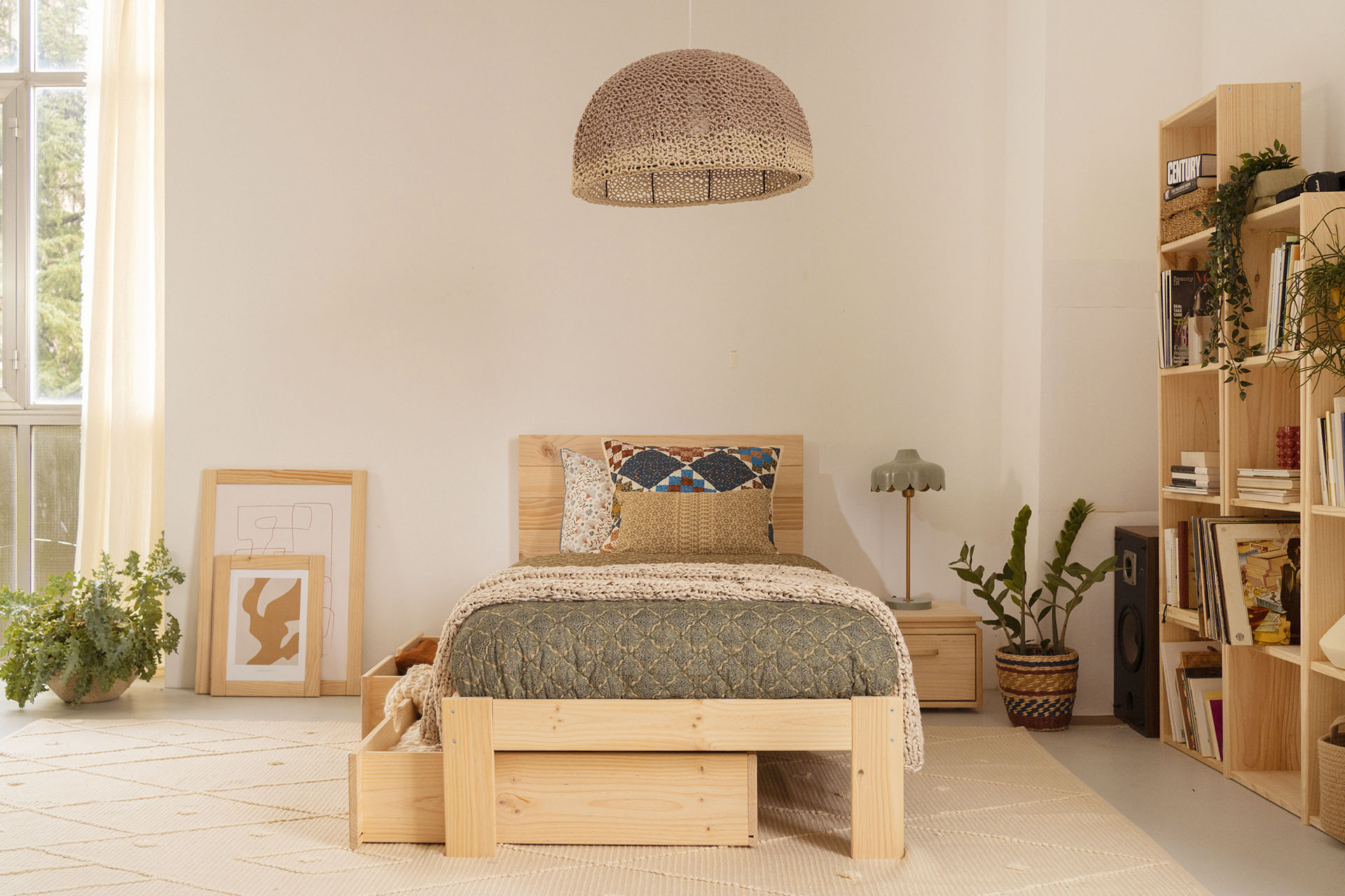 TESTA cama individual 90 com 2 gavetas de arrumação