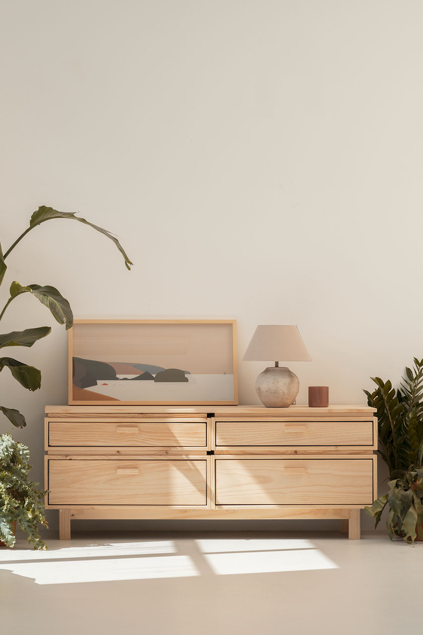 AIKA cómoda dupla com 4 gavetas 157x62