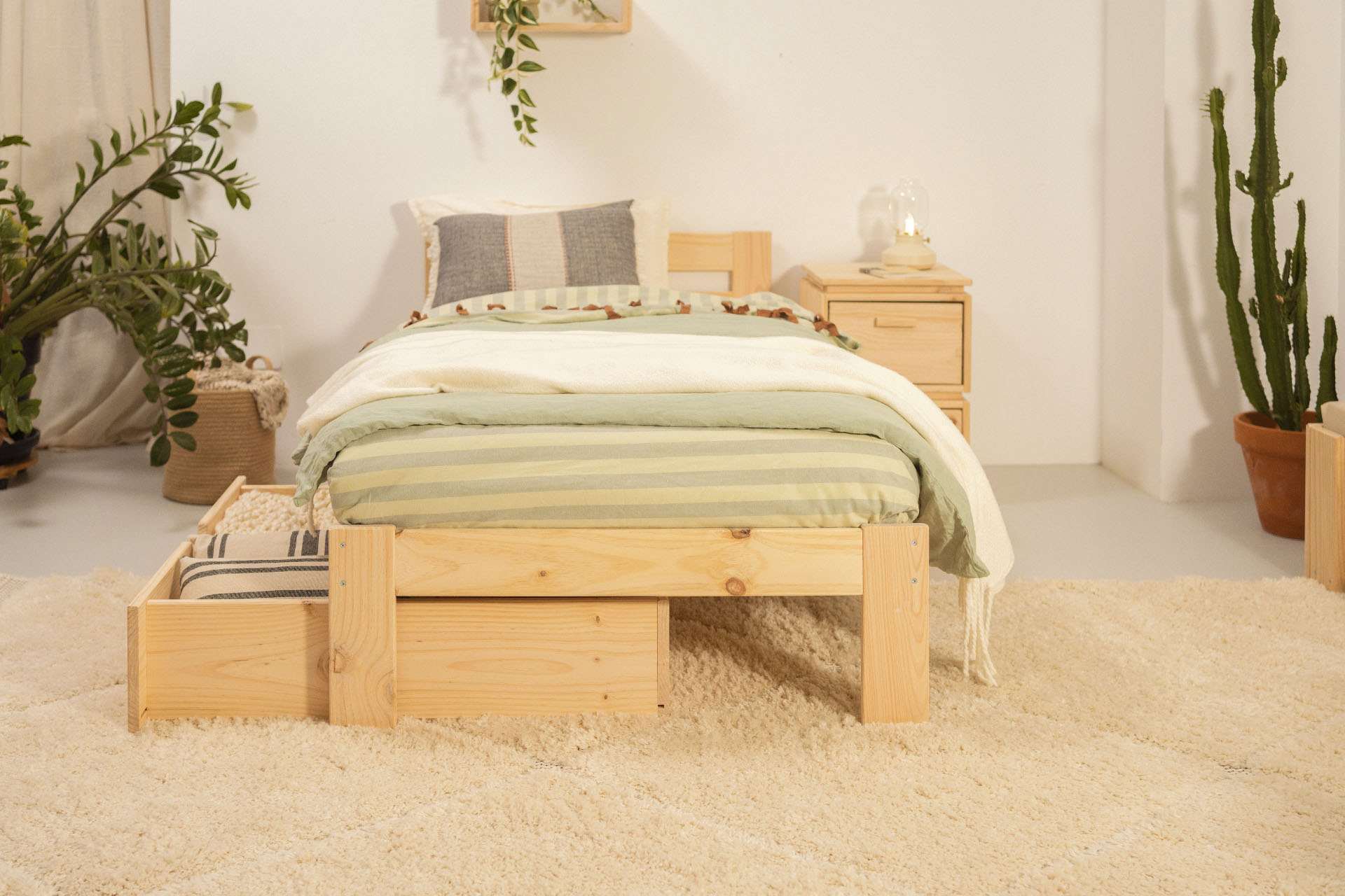 LORE cama individual 90 com 2 gavetas de arrumação